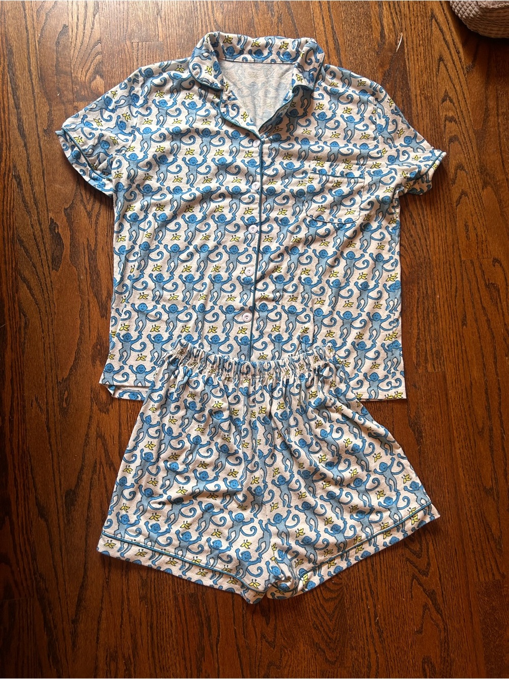 Women’s Blue Monkey Print Short Pajama Set